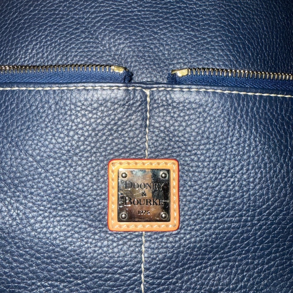 Dooney & Bourke Navy and Tan Satchel - Picture 2 of 14